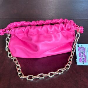 Vibrant Pink Chain Clutch by Jules Kae